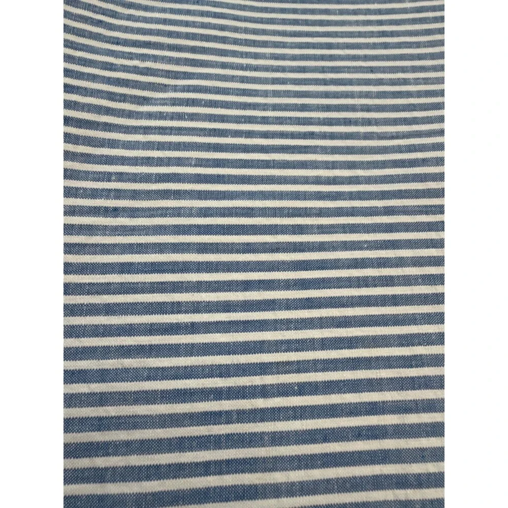 Vintage Blue White Seersucker Fabric Striped 3.4 Yards 19.5 x 124 Cotton Blend